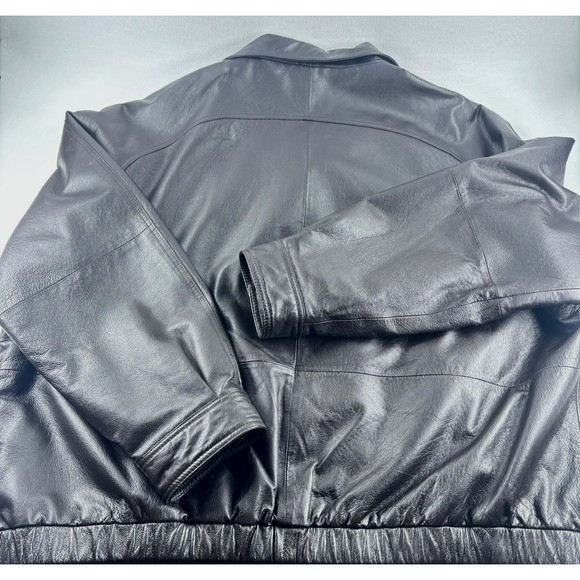 St Johns Bay Leather Bomber Jacket Mens 3XL Zip Classic Lined Pockets VTG - Picture 9 of 12